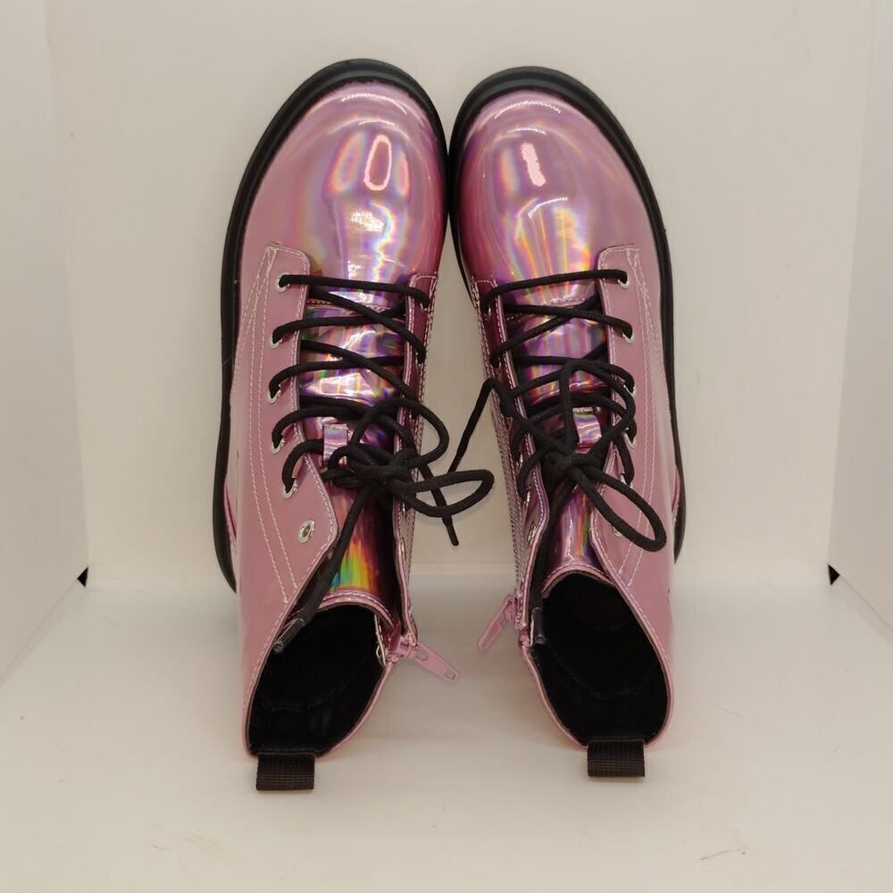 Report Designer Womens NEW w/Tags Rose Irridescent Combat Boots - sz. 5 WOW!! - Picture 4 of 7